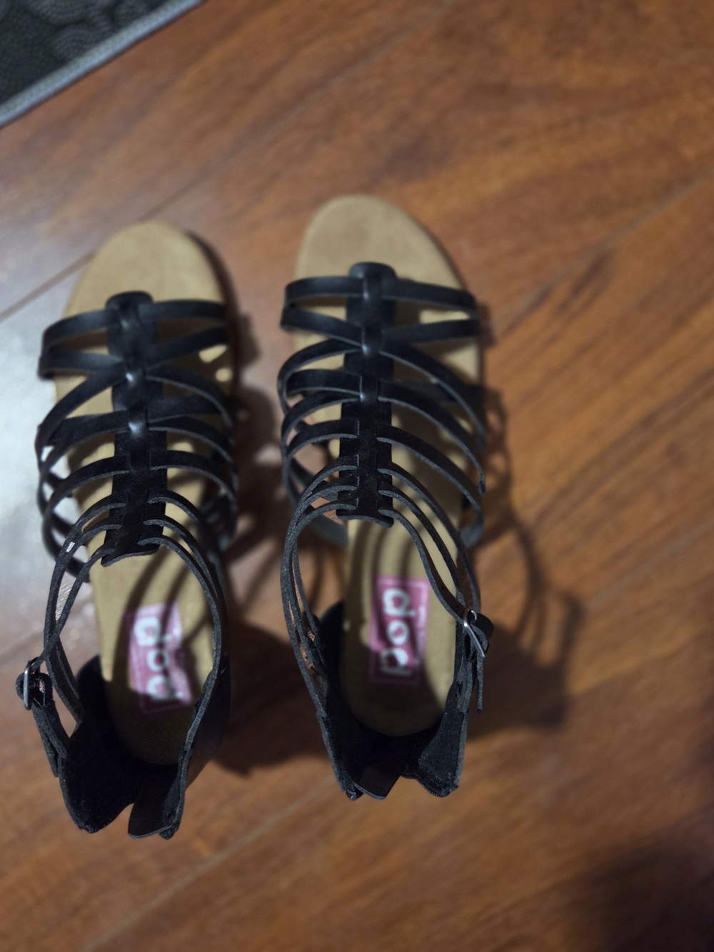 Black Strappy Gladiator Sandals - Women